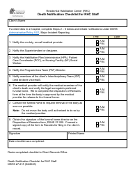 Document preview: DSHS Form 27-218 Death Notification Checklist for Rhc Staff - Washington