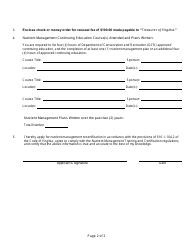 Application for Virginia Nutrient Management Recertification - Virginia, Page 2