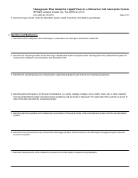 Form 3400-239 Management Plan Industrial Liquid Waste to a Subsurface Soil Absorption System - Wpdes General Permit No. Wi-0055611-07-0 - Wisconsin, Page 2