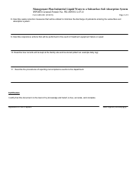 Form 3400-239 Management Plan Industrial Liquid Waste to a Subsurface Soil Absorption System - Wpdes General Permit No. Wi-0055611-07-0 - Wisconsin, Page 3