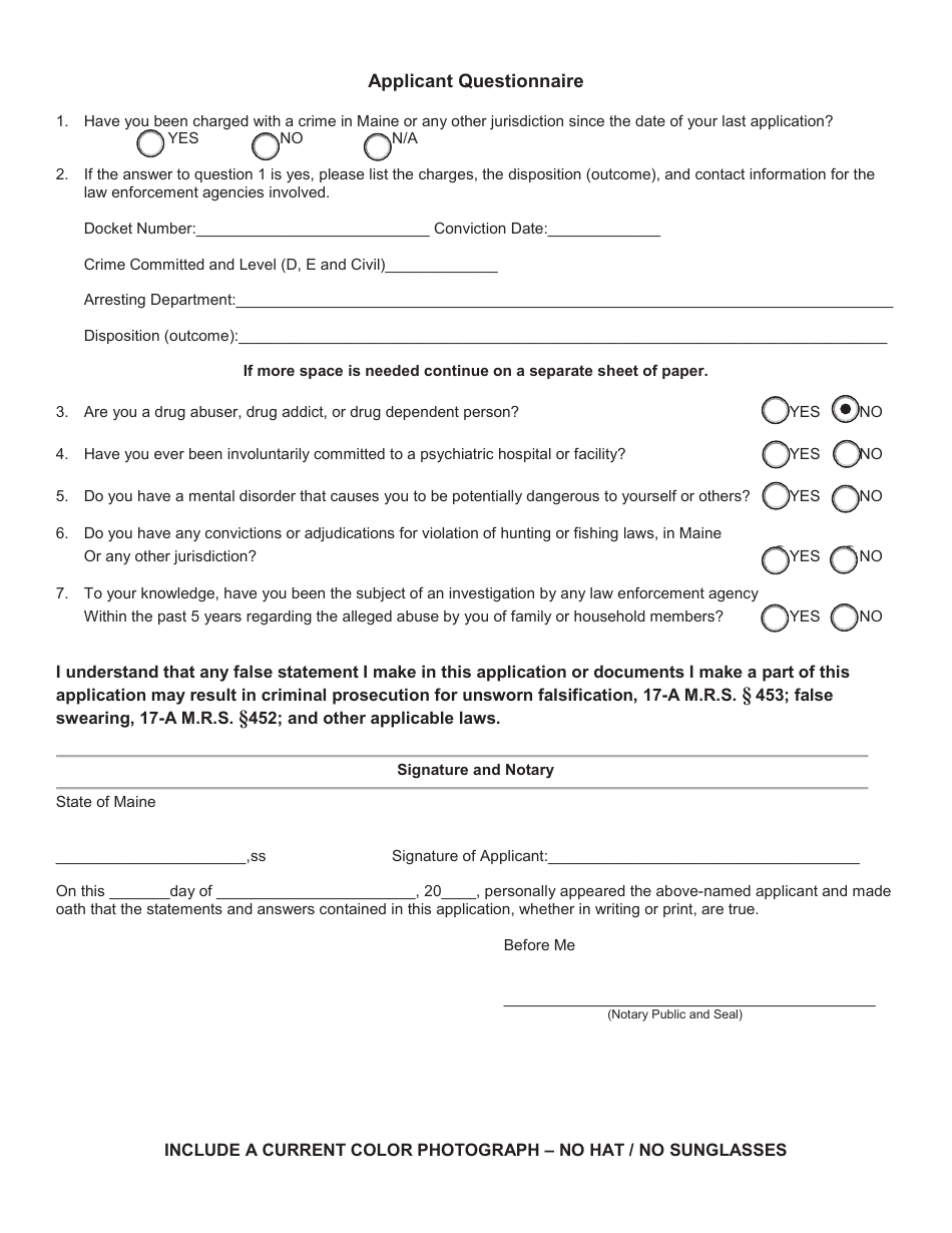 Application for a Permit to Carry Non-concealed Firearm by a Prohibited Person - Maine, Page 3