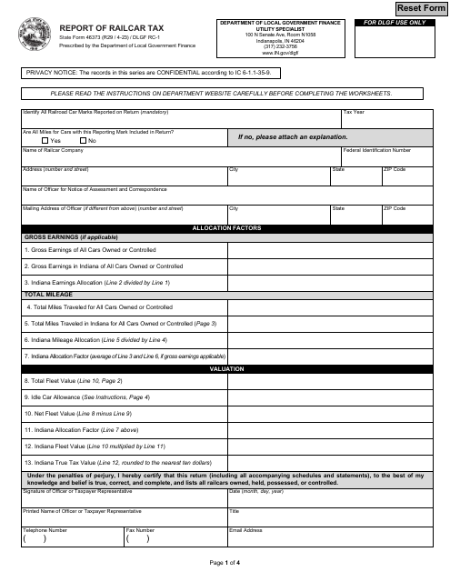 State Form 46373 (DLGF RC-1)  Printable Pdf