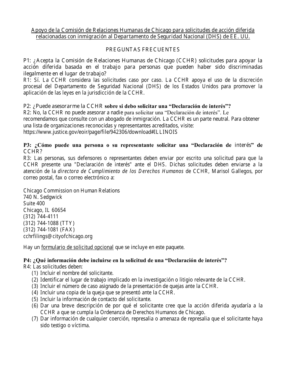 Formulario De Solicitud De Declaracion De Interes - City of Chicago, Illinois (Spanish), Page 6
