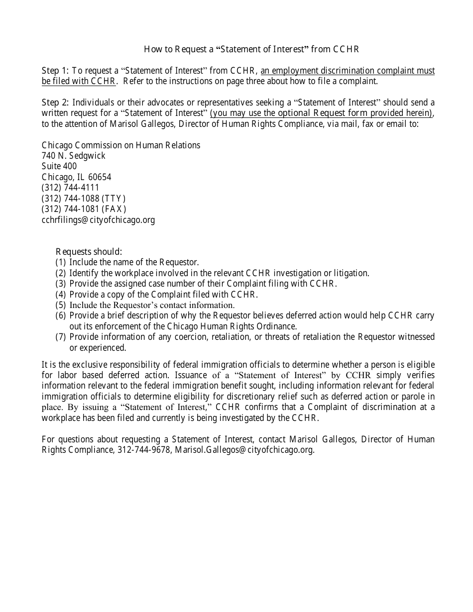 Statement of Interest Request Form - City of Chicago, Illinois, Page 4