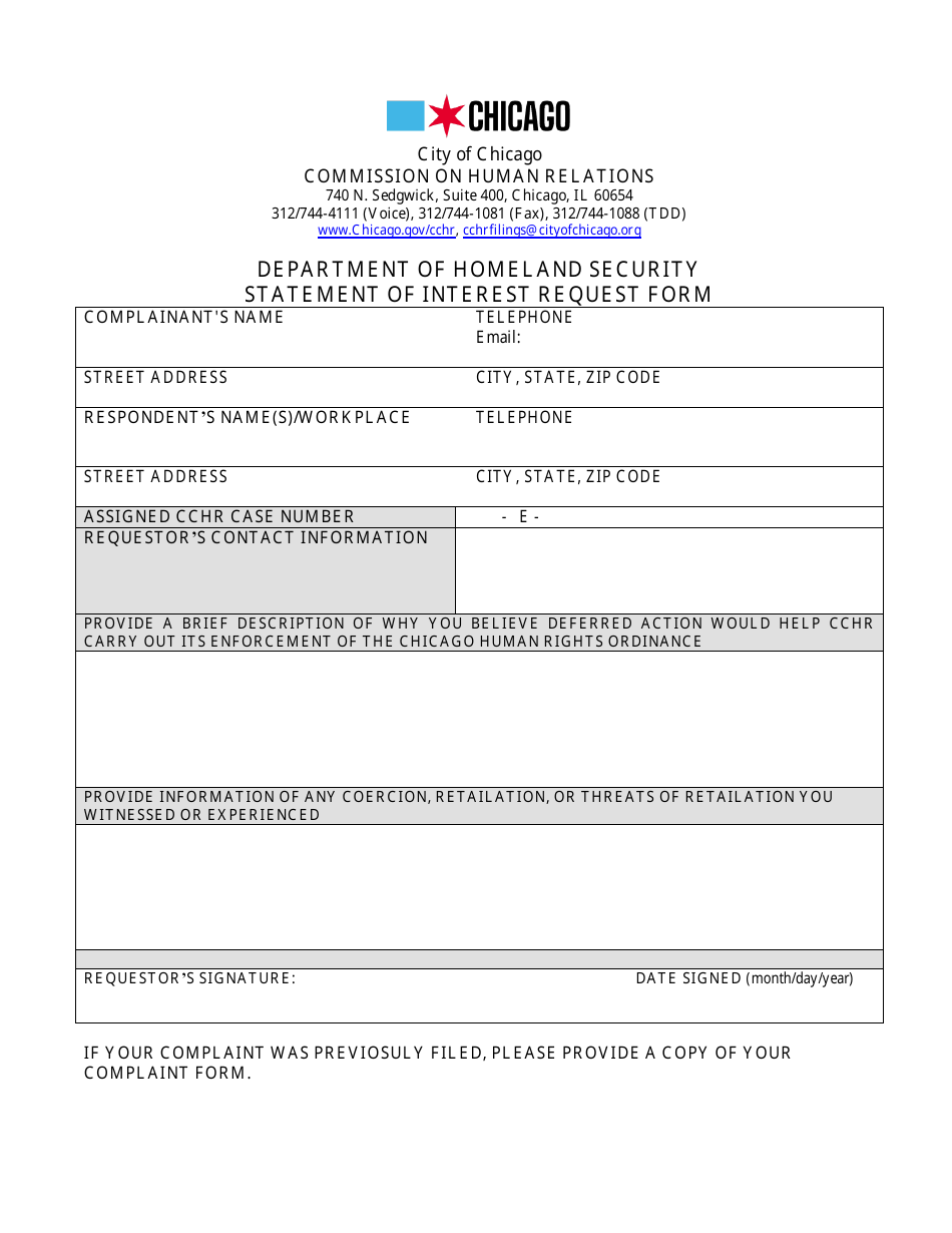 Statement of Interest Request Form - City of Chicago, Illinois, Page 5