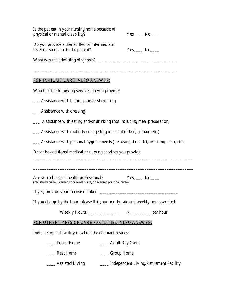 Care Expense Statement - South Dakota, Page 2