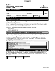 Document preview: Form 60-6364E Guide I - Professional Guide Licence Renewal Form - New Brunswick, Canada