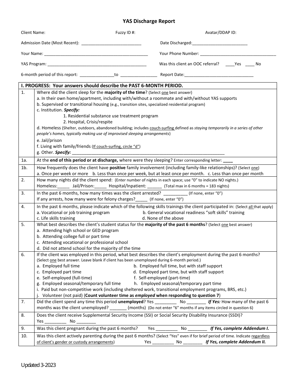 Yas Discharge Report - Connecticut, Page 1