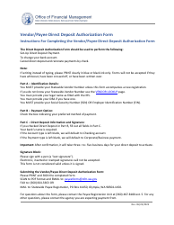 Document preview: Vendor/Payee Direct Deposit Authorization Form - Washington