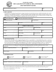 Document preview: Declaration of Familial Relationships and Nepotism Waiver - Alaska