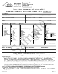 Document preview: Form AGR-4397 Current Good Manufacturing Practices (Cgmp) Inspection Checklist for Animal Food Establishment (21 Cfr 507) - Sample - Washington