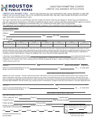 Document preview: Form 007-CESA-0010 Limited Use Banner Application - City of Houston, Texas