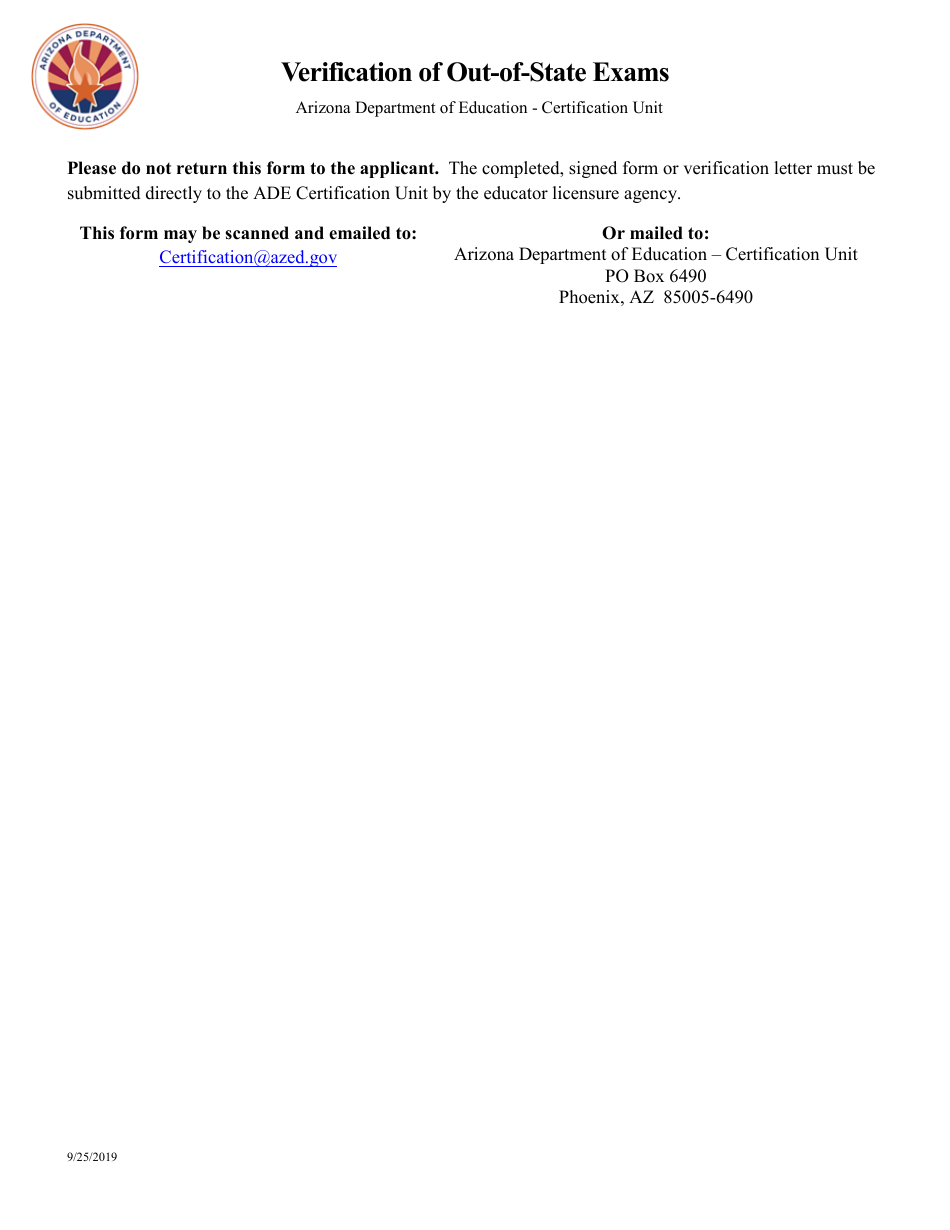 Verification of Out-of-State Exams - Arizona, Page 2