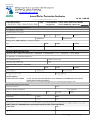 Document preview: Form AH-025 Animal Shelter Registration Application - Michigan