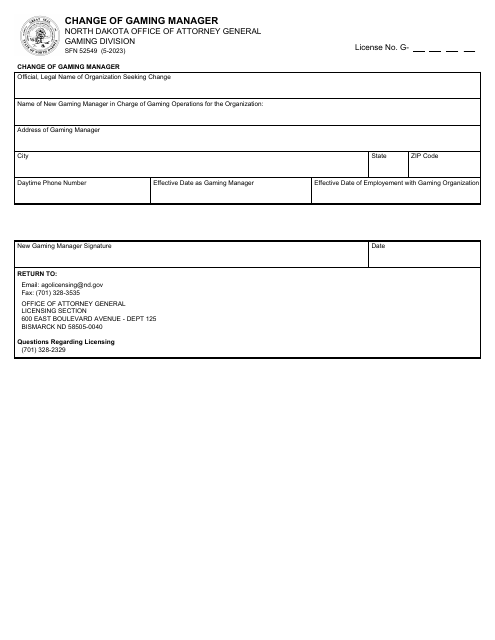 Form SFN52549  Printable Pdf