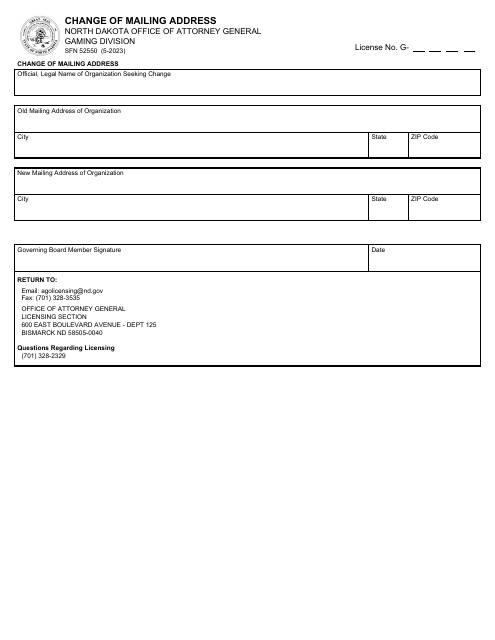 Form SFN52550  Printable Pdf