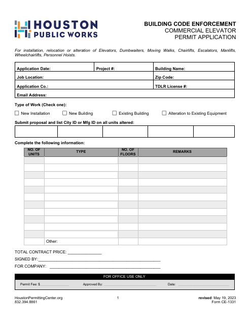 Form CE-1331  Printable Pdf