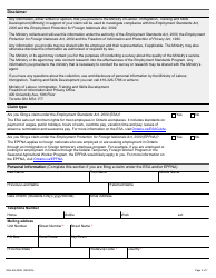 Form MOL-ES-002E Employment Standards Claim Form - Ontario, Canada, Page 2