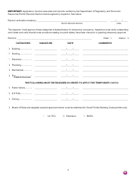 Form 123_01-141 Application for Temporary Certificates of Completion or Occupancy - Miami-Dade County, Florida, Page 3