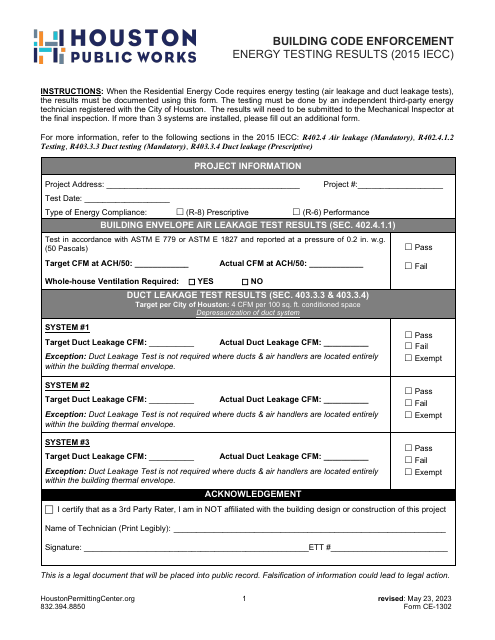 Form CE-1302  Printable Pdf