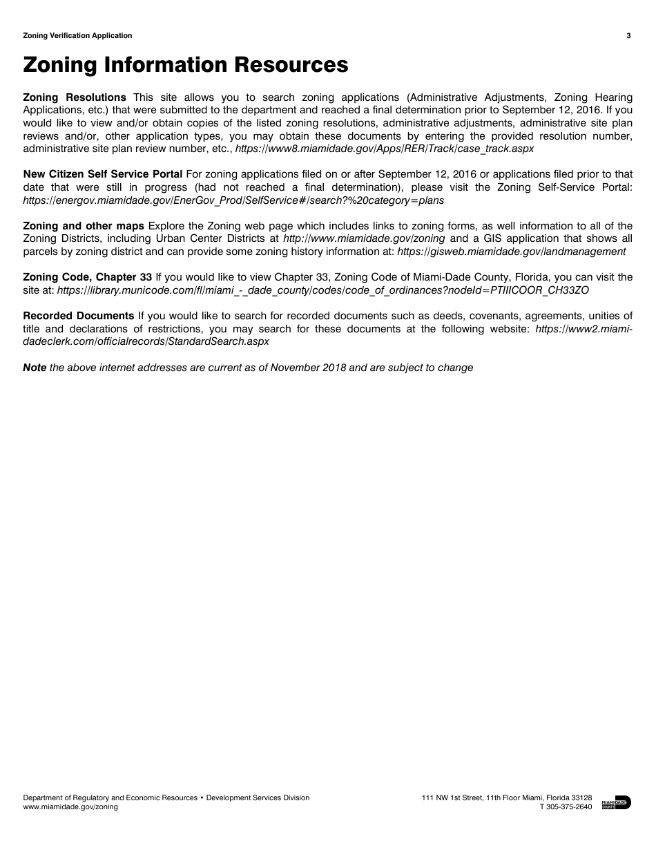 Zoning Verification Letter Request - Miami-Dade County, Florida, Page 3