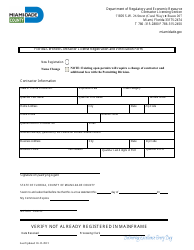 Florida Certified Contractor License Registration and Verification Form - Miami-Dade County, Florida, Page 2