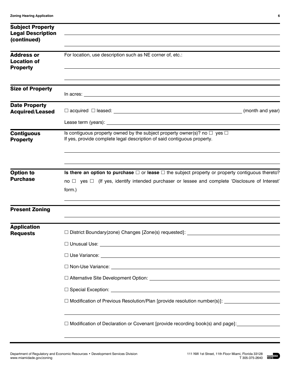 Zoning Hearing Application - Miami-Dade County, Florida, Page 6