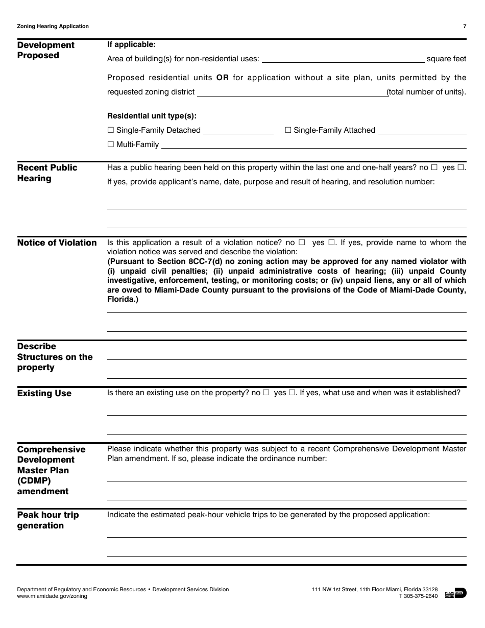 Zoning Hearing Application - Miami-Dade County, Florida, Page 7