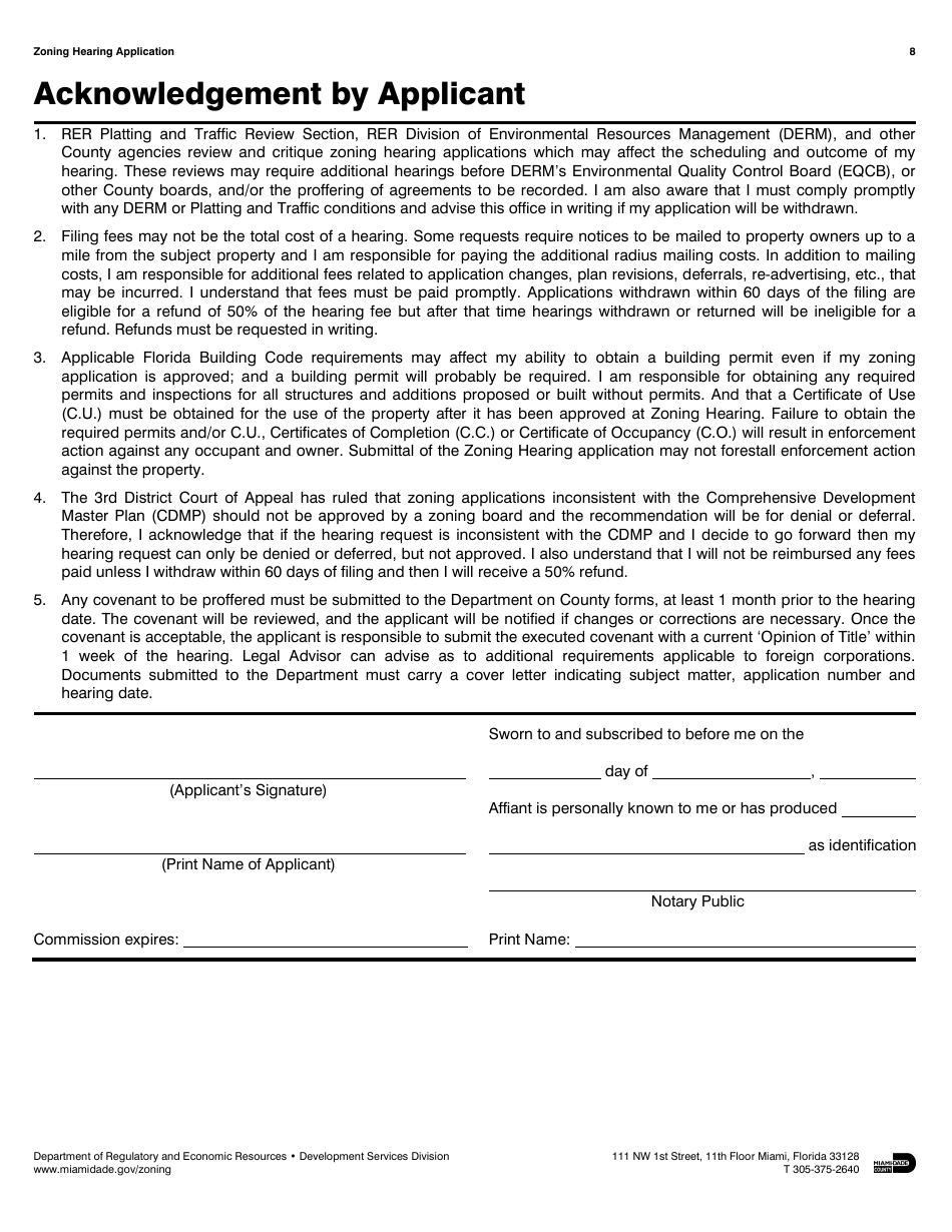 Zoning Hearing Application - Miami-Dade County, Florida, Page 8