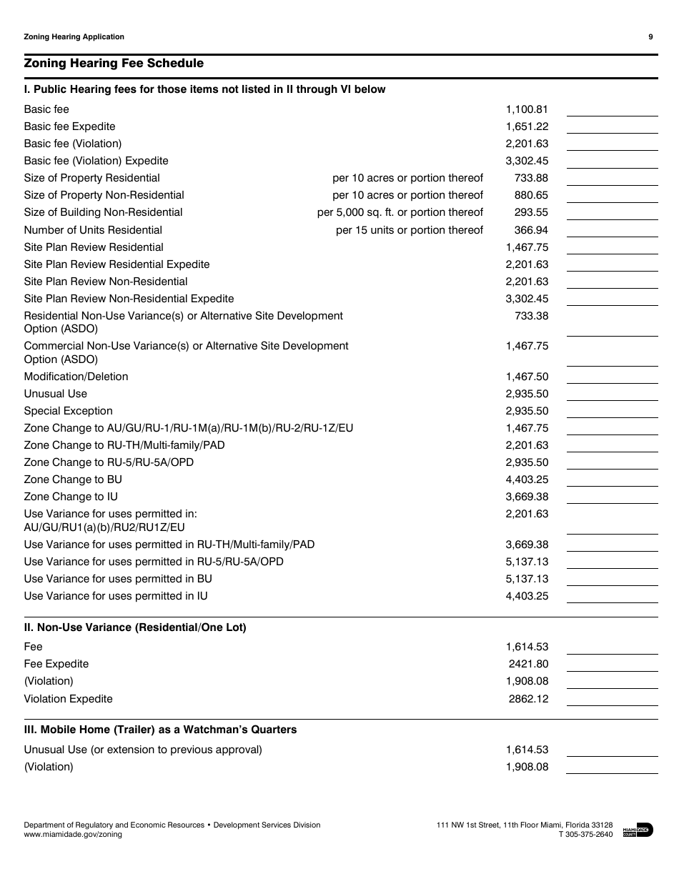 Zoning Hearing Application - Miami-Dade County, Florida, Page 9