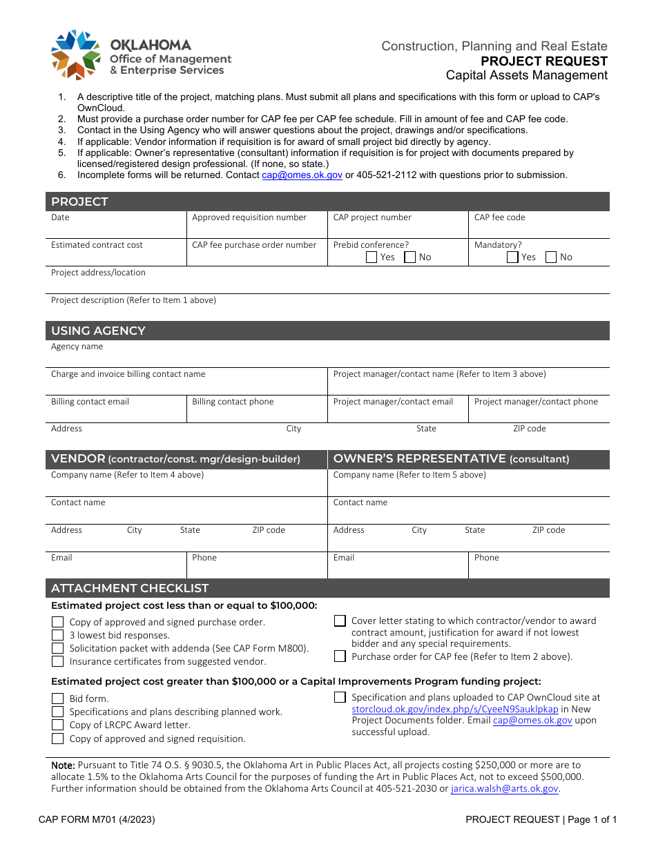 cap-form-m701-download-fillable-pdf-or-fill-online-project-request