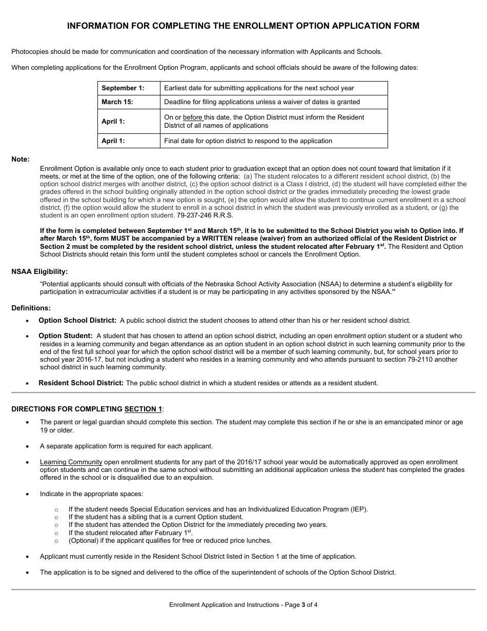 Form NDE25-010 Application for Student Transfer Nebraska Enrollment Option Program - Nebraska, Page 3