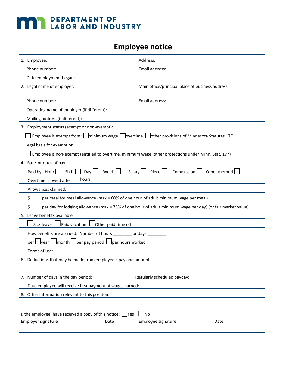 Employee Notice - Minnesota, Page 1