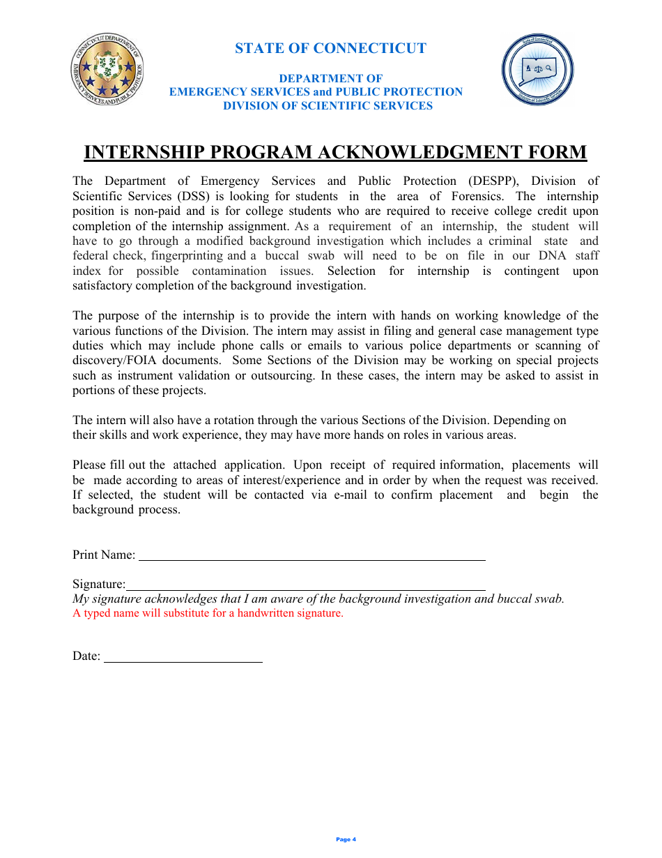 Despp Internship Forensic Lab Application - Connecticut, Page 4