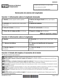 Formulario DWC003S Declaracion De Salarios Del Empleador - Texas (Spanish)