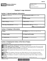 Document preview: Form DWC003 Employer's Wage Statement - Texas