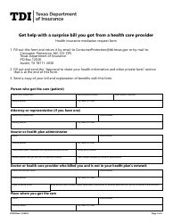 Form CP029 Health Insurance Mediation Request Form - Texas