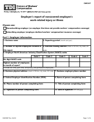 Form DWC007 Employer&#039;s Report of Noncovered Employee&#039;s Work-Related Injury or Illness - Texas