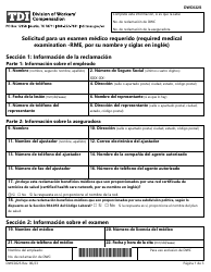 Document preview: Formulario DWC022S Solicitud Para Un Examen Medico Requerido (Required Medical Examination -rme, Por Su Nombre Y Siglas En Ingles) - Texas (Spanish)