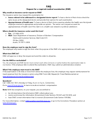 Form DWC022 Request for a Required Medical Examination (Rme) - Texas, Page 3