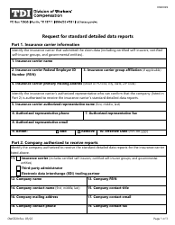 Document preview: Form DWC029 Request for Standard Detailed Data Reports - Texas