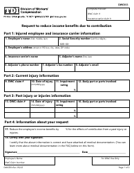 Document preview: Form DWC033 Request to Reduce Income Benefits Due to Contribution - Texas