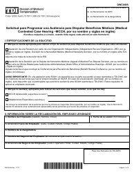 Document preview: Formulario DWC049S Solicitud Para Programar Una Audiencia Para Disputar Beneficios Medicos (Medical Contested Case Hearing - Mcch, Por Su Nombre Y Siglas En Ingles) - Texas (Spanish)