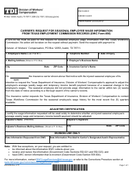 Document preview: Form DWC056 Carrier's Request for Seasonal Employee Wage Information From Texas Workforce Commission Records - Texas