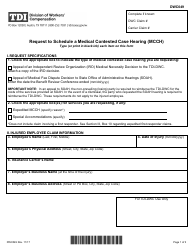 Form DWC049 Request to Schedule a Medical Contested Case Hearing (Mcch) - Texas