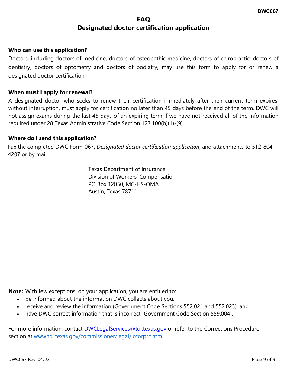 Form Dwc067 Fill Out Sign Online And Download Fillable Pdf Texas Templateroller 7365