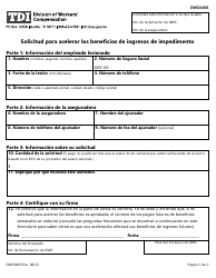 Document preview: Formulario DWC046S Solicitud Para Acelerar Los Beneficios De Ingresos De Impedimento - Texas (Spanish)