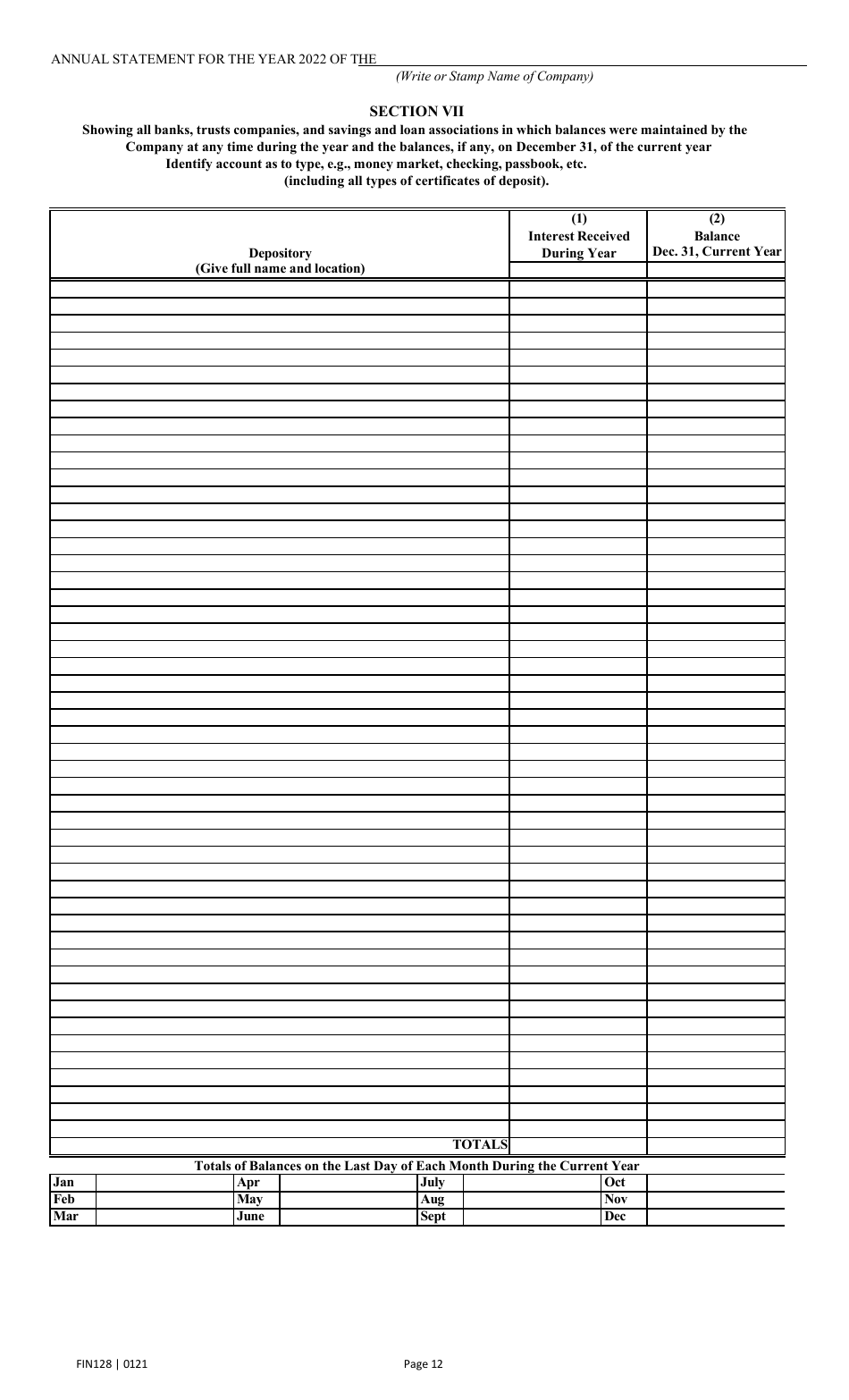 Form FIN128 Annual Statement - Farm Mutual Companies - Texas, Page 14