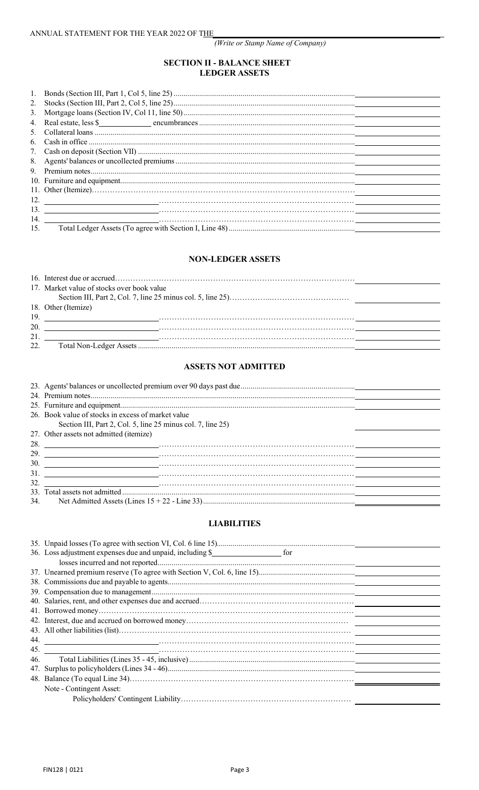 Form FIN128 Annual Statement - Farm Mutual Companies - Texas, Page 5