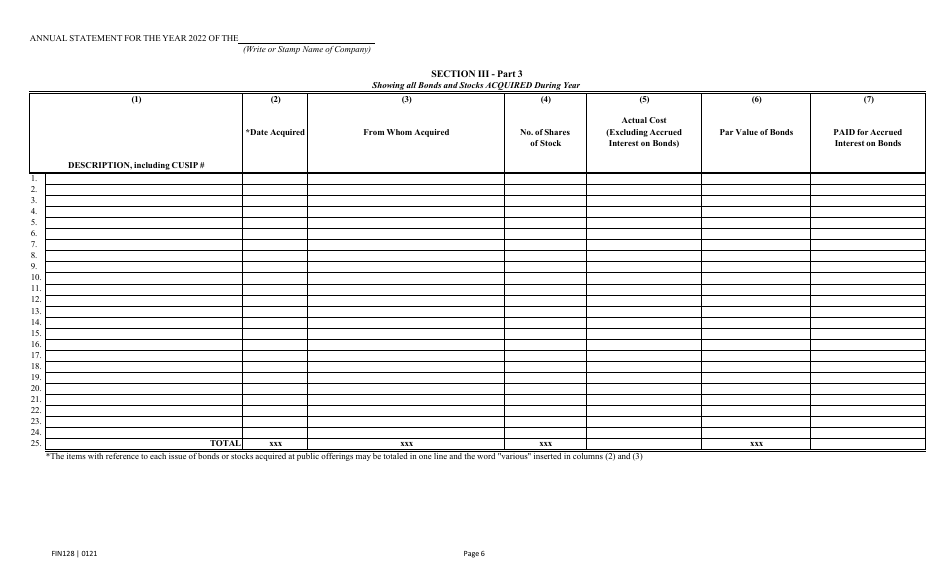 Form FIN128 Annual Statement - Farm Mutual Companies - Texas, Page 8
